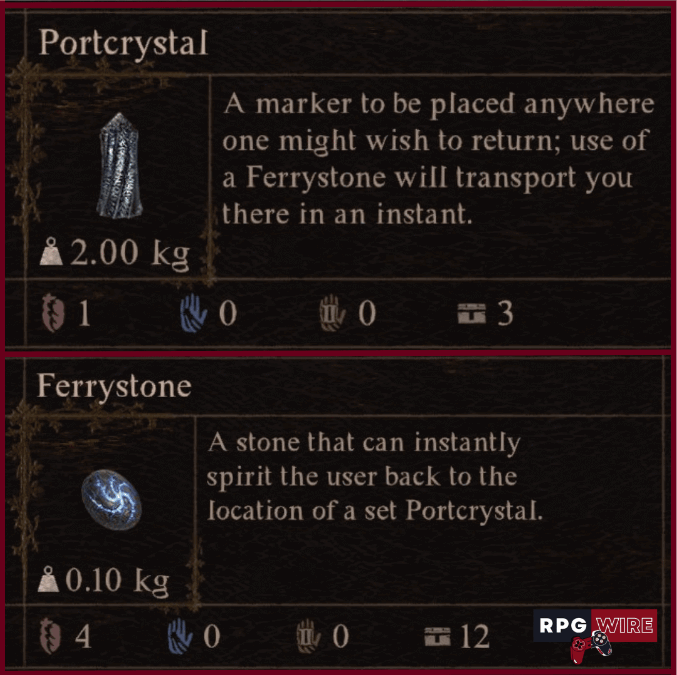 Portcrystal and Ferrystone in Dragon's Dogma 2