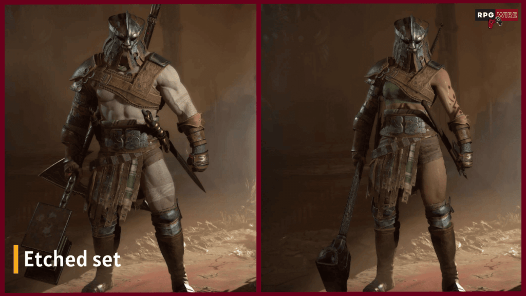 Etched Diablo 4 Barbarian armor set