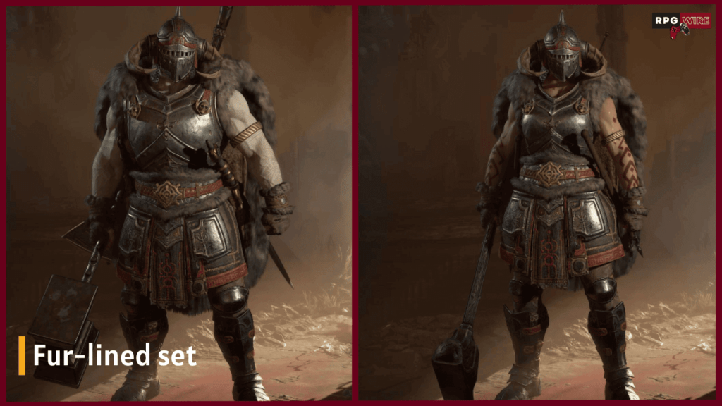 Fur-lined Diablo 4 Barbarian armor set