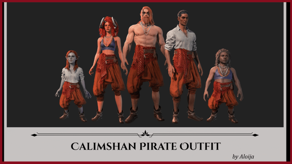 14. Calimshan pirate outfits BG3 mod